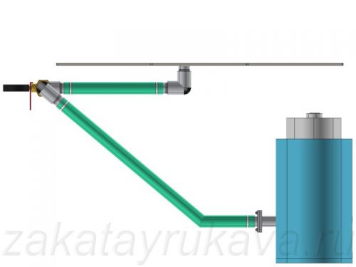 Схема вакуумного трубопровода. Вид сбоку.